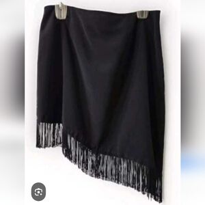 Boutique Europa Black Fringe  Asymmetrical   Skirt - Size 10